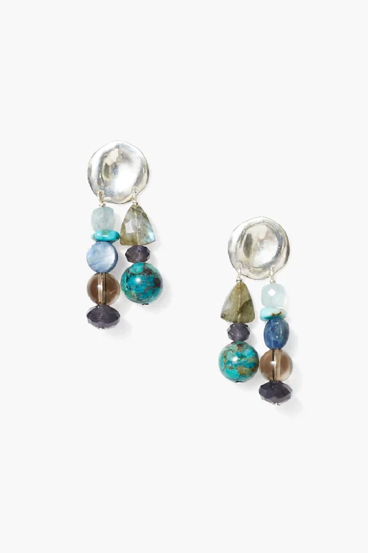 trendy ear studs-Harmony Earrings Blue Mix