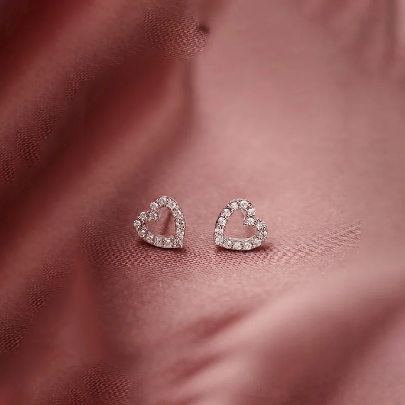 wedding stud earrings-Heart Co Diamond Earrings