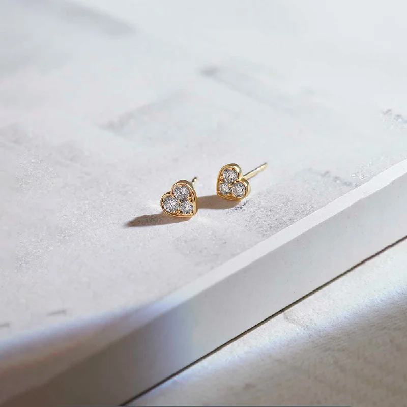 modern stud earrings for women-Heart Diamond Earrings