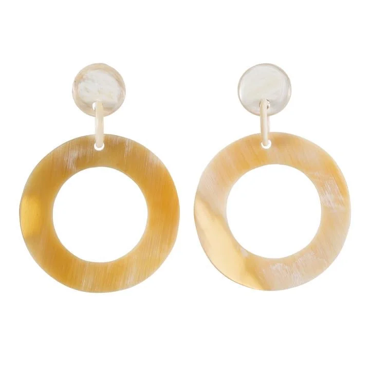 crystal stud earrings-Horn Circle