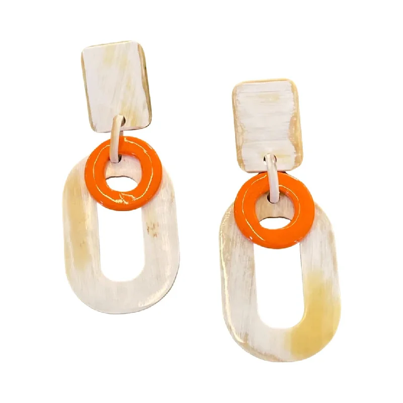 luxury stud earrings-Horn Orange Circle