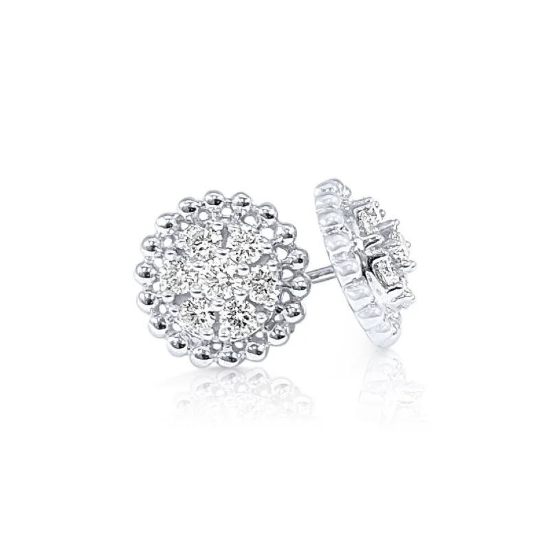 luxury gold stud earrings-Joelle Diamond Cluster Stud Earrings 14K White Gold 3/8 CT TDW