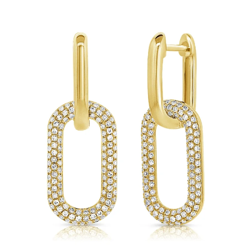 small gold stud earrings-Joelle Diamond Pave Link Dangle Earrings 2/3 cttw. 14K Gold