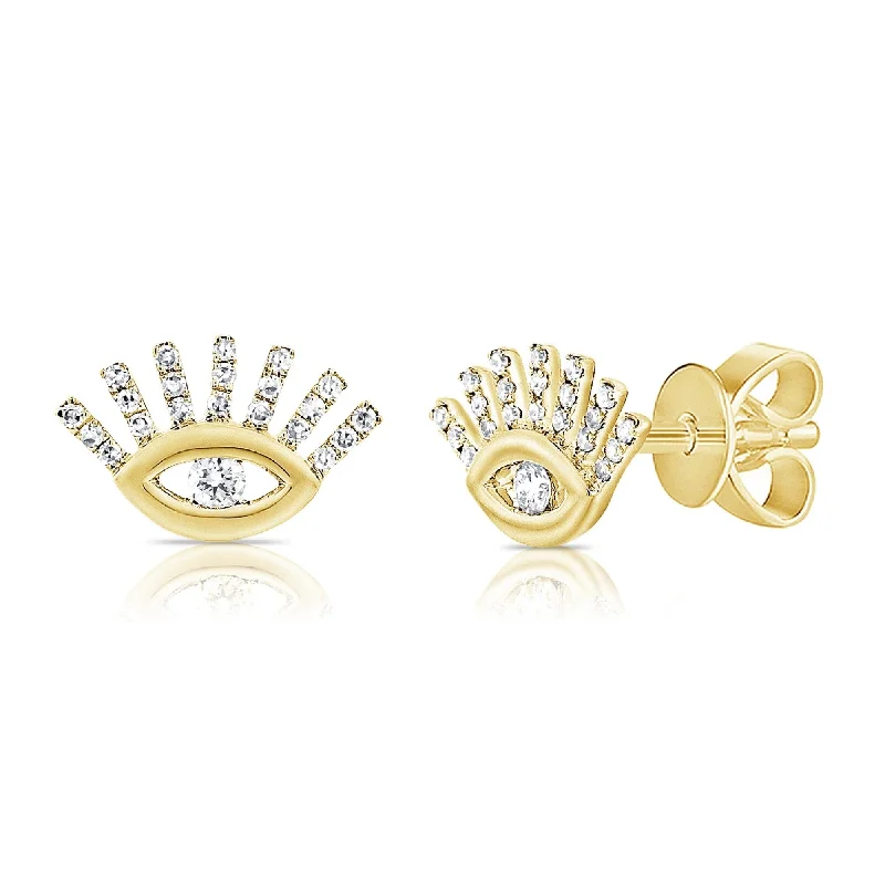 silver stud earrings for men-Joelle Evil Eye Earrings 14K Gold 1/10 CT