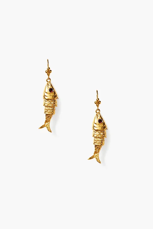 small gold stud earrings-Koi Earrings Garnet