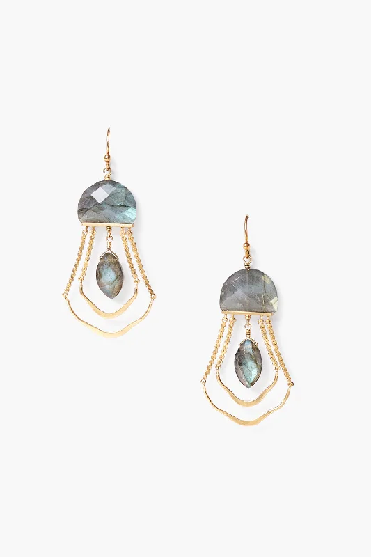 small stud earrings for women-Labradorite Luna Chandelier Earrings