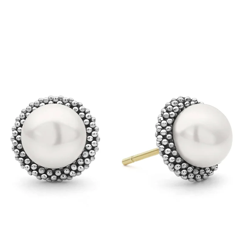 cubic zirconia stud earrings-Luna Caviar Pearl Stud Earrings