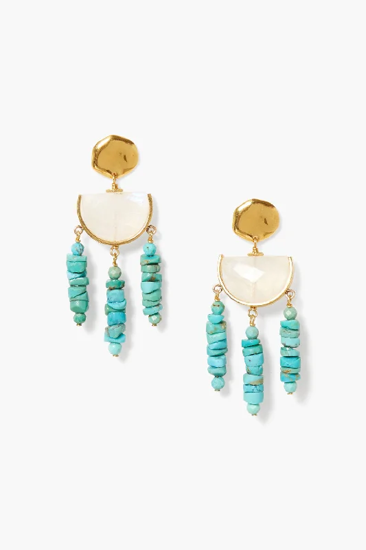 stud earrings with cubic zirconia-Luna Chandelier Earrings Turquoise Mix