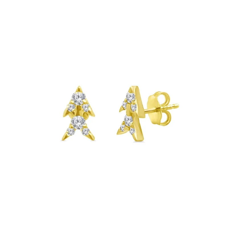 classic gold stud earrings-Mini Double Arrow Stud