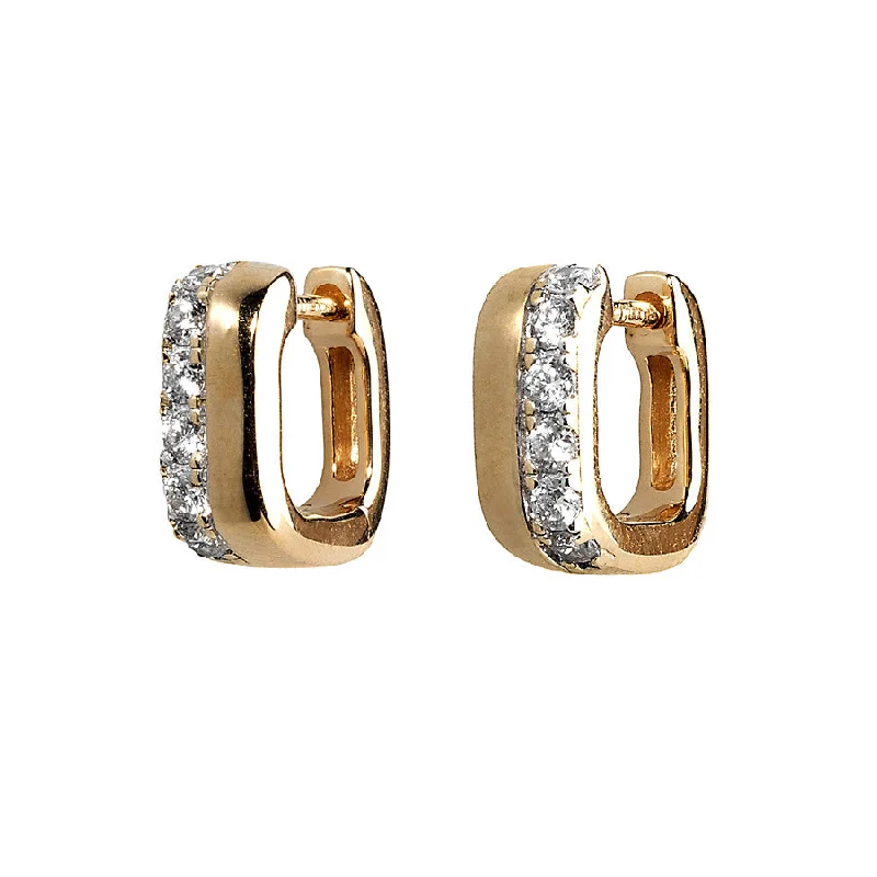 men’s stud earrings-Mini Gold + Diamond Bar Huggies