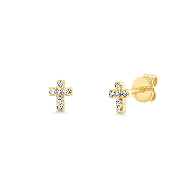 bold stud earrings for women-Mini Pave Cross Stud