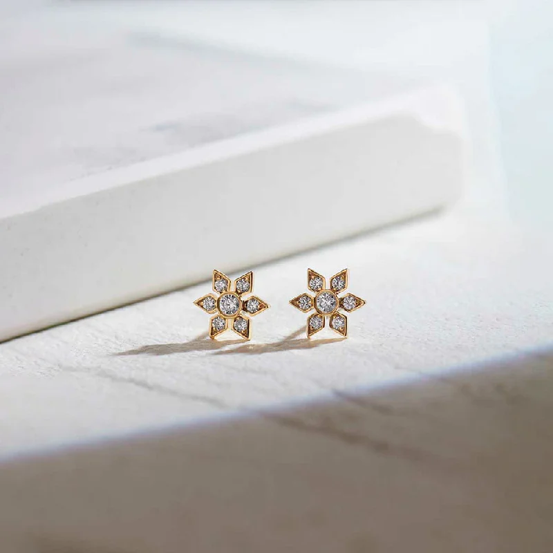 sterling silver star stud earrings-Narcissus Small Diamond Earrings