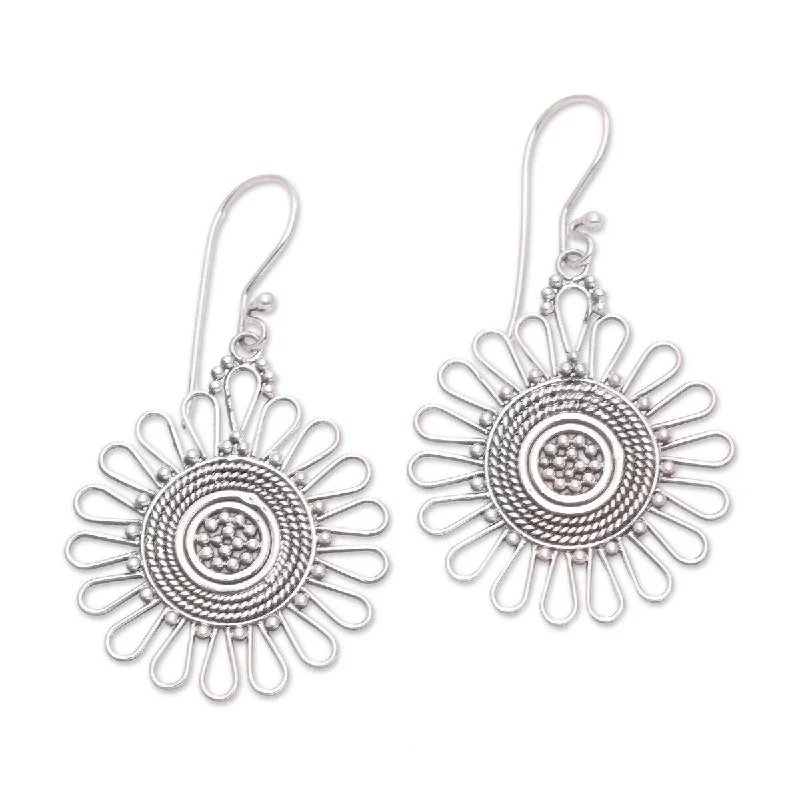 heart-shaped stud earrings-NOVICA Bali Sun, Sterling silver dangle earrings - 2.2*1.3