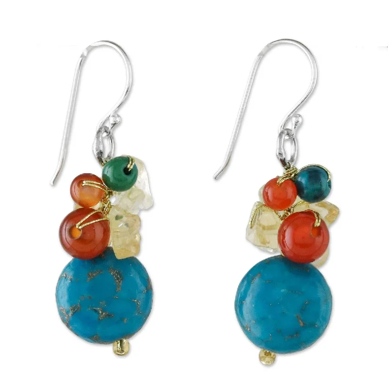 small stud earrings for women-NOVICA Colorful Wonder, Multi-gemstone dangle earrings - 1.4*0.9