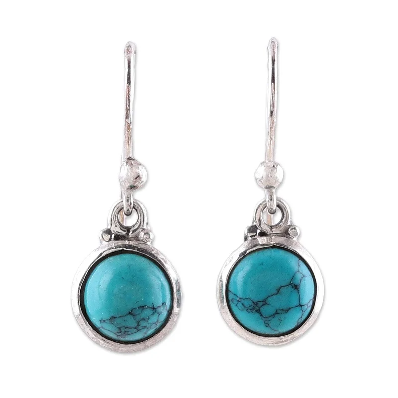 stud earrings with colored stones-NOVICA , Composite turquoise dangle earrings - 0.9*0.3