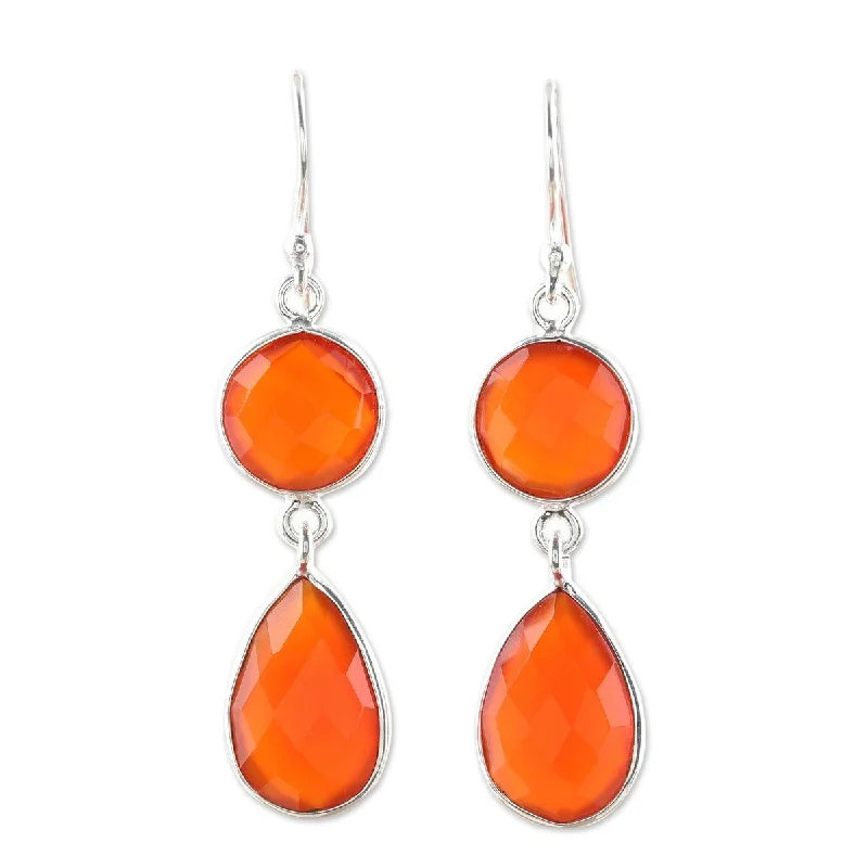 fashion diamond stud earrings-NOVICA Fiery Charm, Carnelian dangle earrings - 1.9*0.4