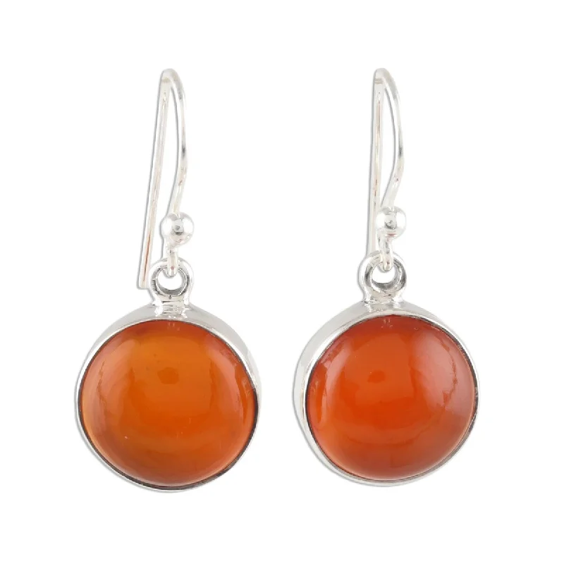 designer diamond stud earrings-NOVICA Fiery Domes, Carnelian dangle earrings - 1.1*0.5