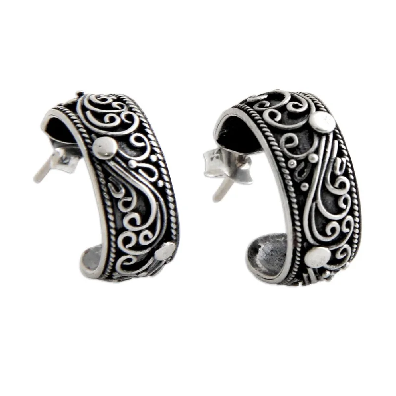 sparkly stud earrings-NOVICA Handmade Sterling Silver 'Eden' Earrings (Indonesia) - 0.8*0.2