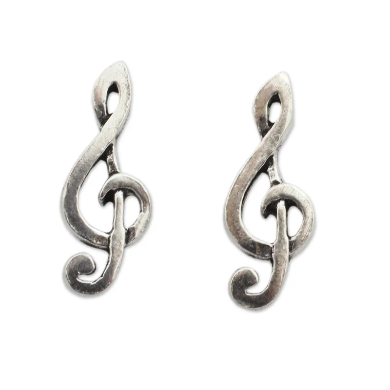 men’s stainless steel stud earrings-NOVICA Handmade Sterling Silver 'Sol Key' Earrings (Thailand)