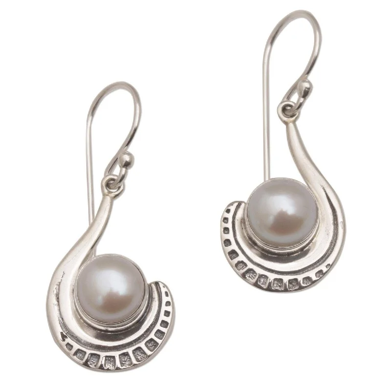 trendy stud earrings-NOVICA Marking Time, Cultured pearl dangle earrings - 1.2*0.5