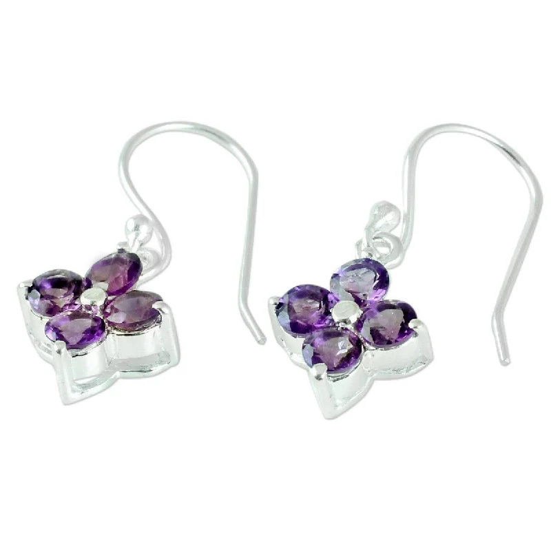 cute stud earrings for women-NOVICA Petite Petals, Amethyst dangle earrings - 0.2