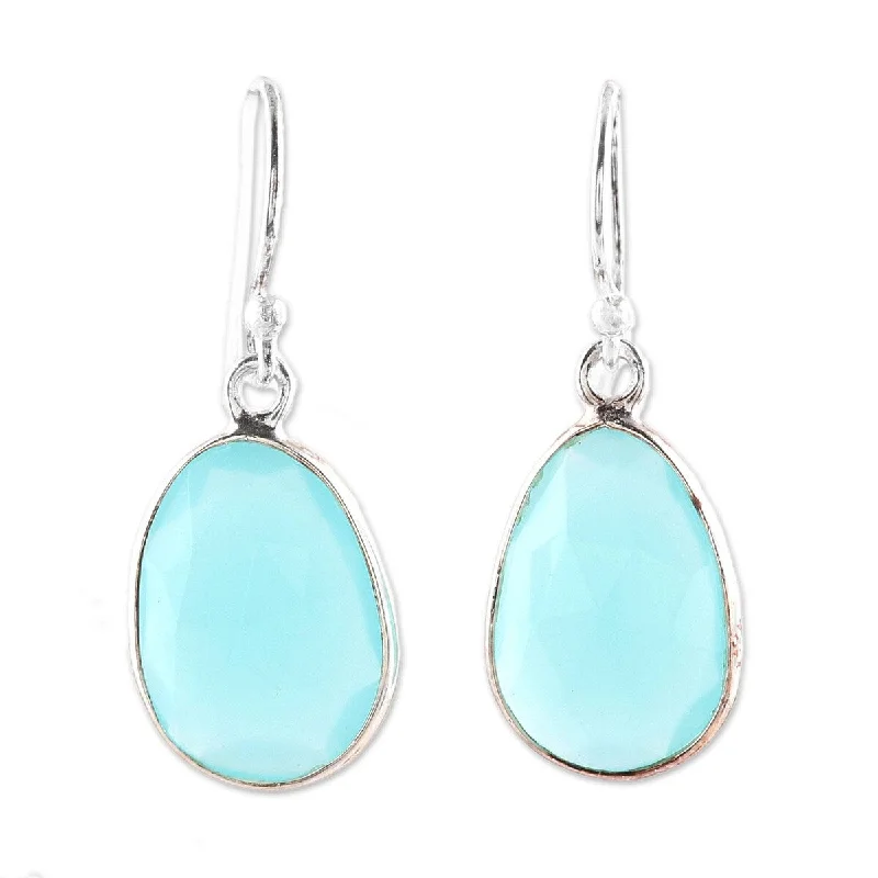 elegant gold stud earrings-NOVICA Radiant Sea, Chalcedony dangle earrings - 1.2*0.4