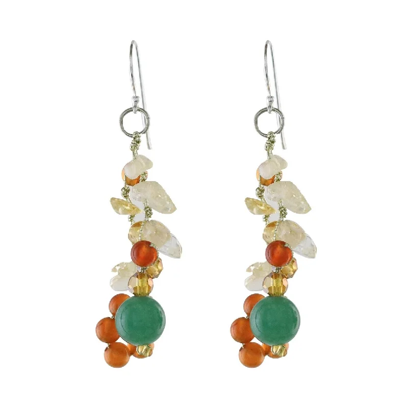 stud earrings with cubic zirconia-NOVICA Vivacious Color, Multi-gemstone cluster earrings - 2*0.7