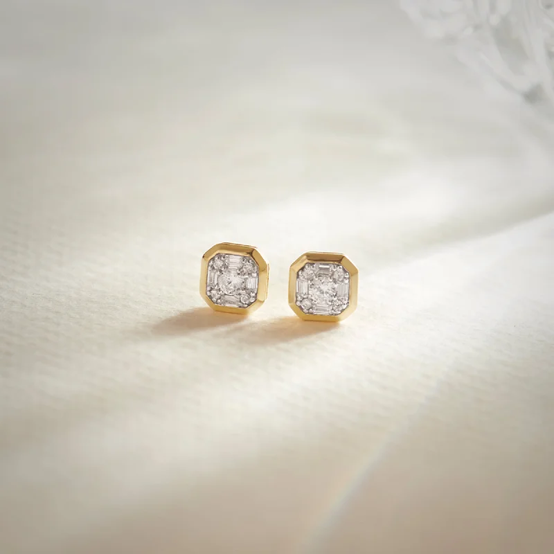 elegant gold stud earrings-Octa Diamond Earrings