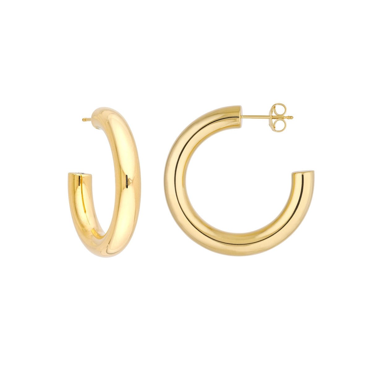 designer stud earrings-Open Gold Tube Hoops