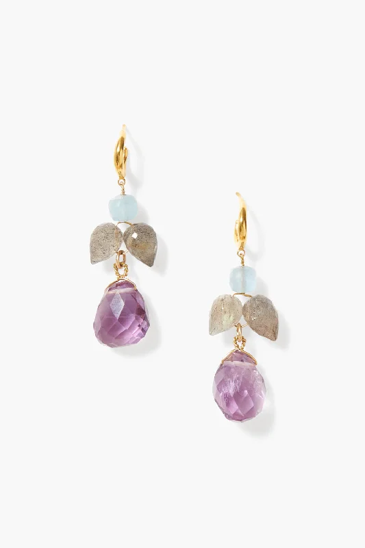 zirconia stud earrings-Ophelia Drop Earrings Amethyst Mix