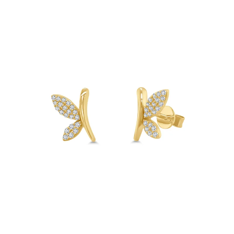 large stud earrings for women-Pave Butterfly Studs