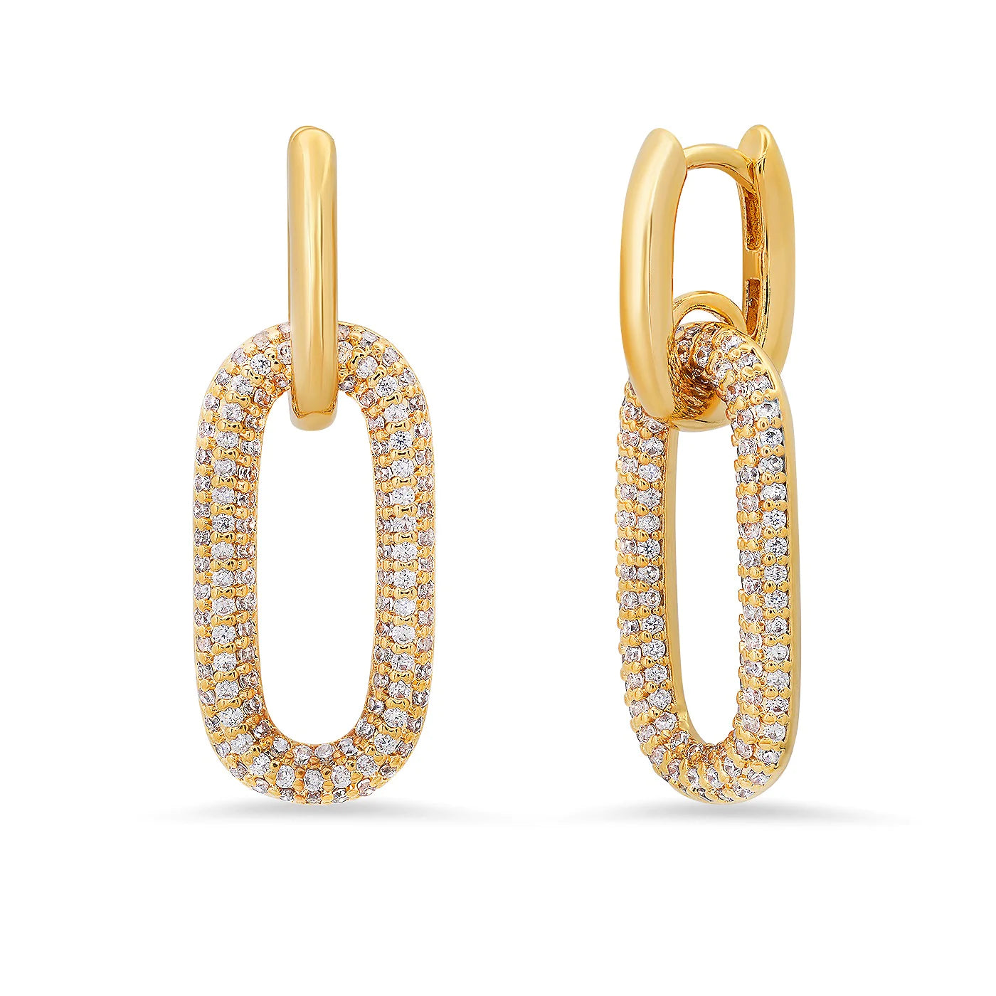 designer stud earrings-Pave Link