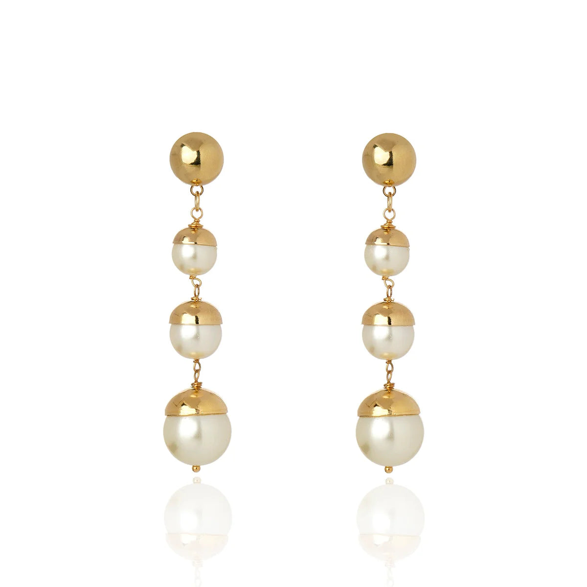 silver stud earrings for women-Pearl Ball Drop