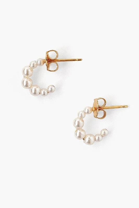 gold stud earrings for women-Petite Cream Pearl Holly Hoop Earrings