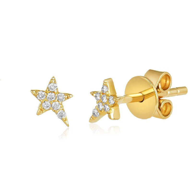 vintage gold stud earrings-Petite Pave Star Stud