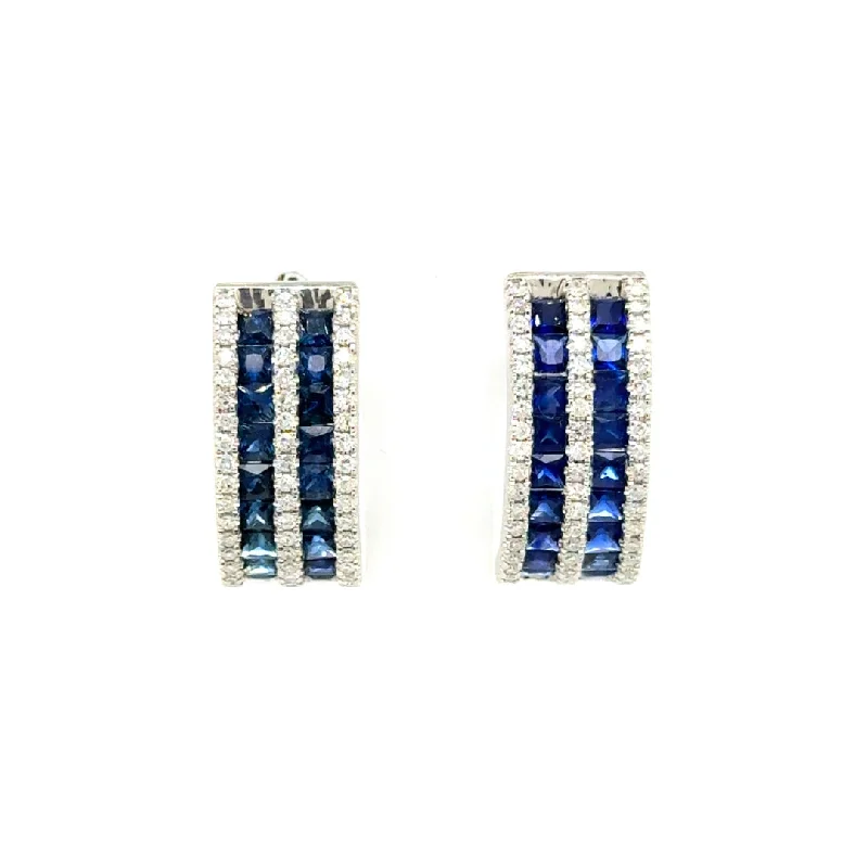 simple pearl stud earrings-Platinum 3.16cttw Sapphire & 0.62cttw SC Diamond Earrings