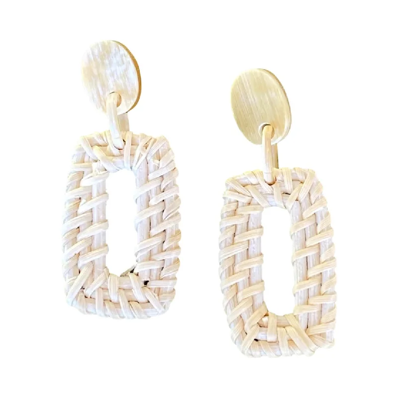 women’s stud earrings set-Rattan Horn Rectangle