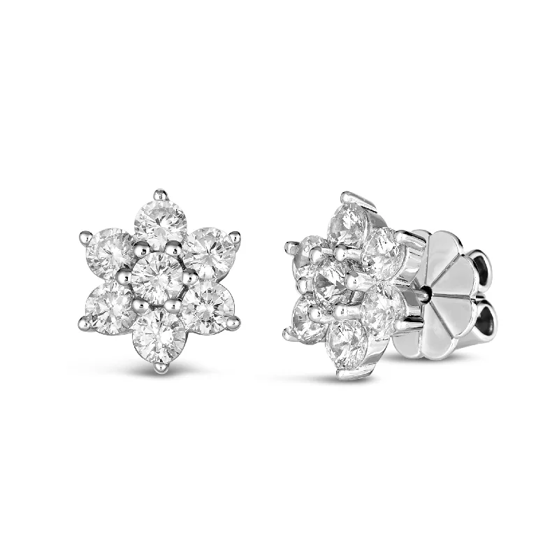 pearl and diamond stud earrings-Rosette 1.50tcw Diamond Crystalline Studs