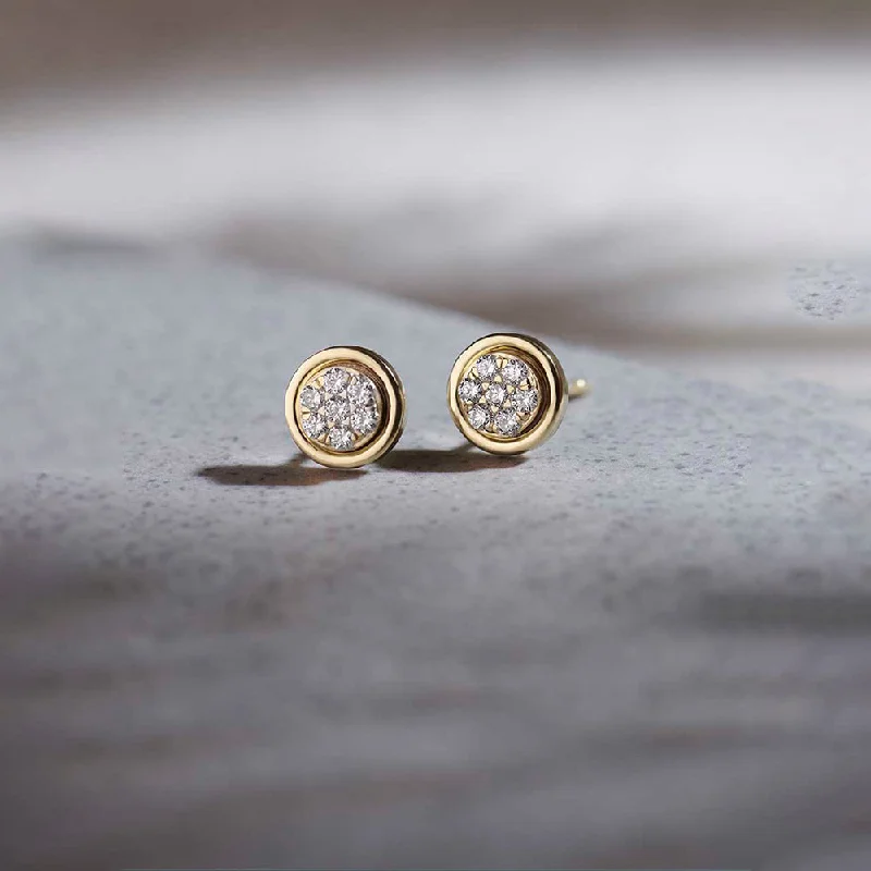 stud earrings for special occasions-Round Bezel Diamond Earrings