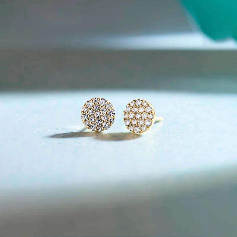 diamond stud earrings for everyday wear-Round Pave Diamond Earrings