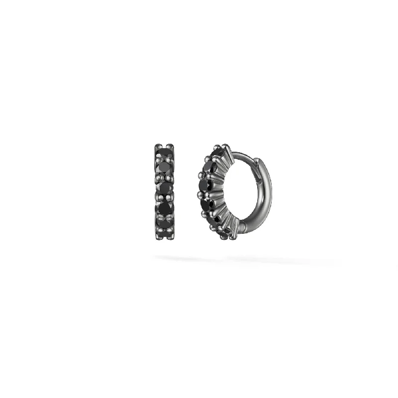 trendy ear studs-SADIE HUGGIE HOOP (2mm, Black Diamond)