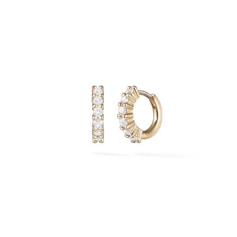 gold stud earrings with pearls-SADIE HUGGIE HOOP (2mm)