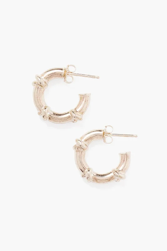 gold plated stud earrings-Sailor Puffy Hoops Silver