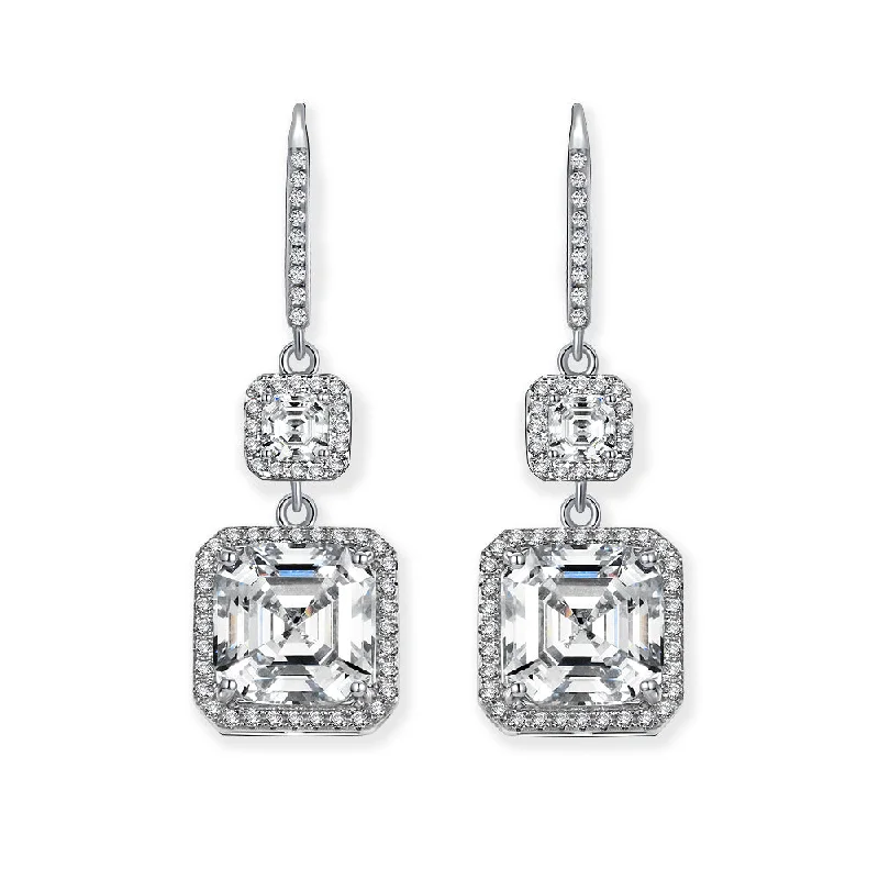 bold stud earrings for women-Serena 5 Carat Halo Drops