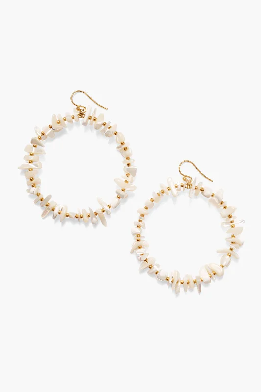 custom gold stud earrings-Seychelles Hoop Earrings White MOP