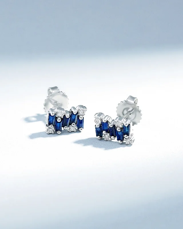 women’s stud earrings set-Shimmer Dark Blue Sapphire Studs