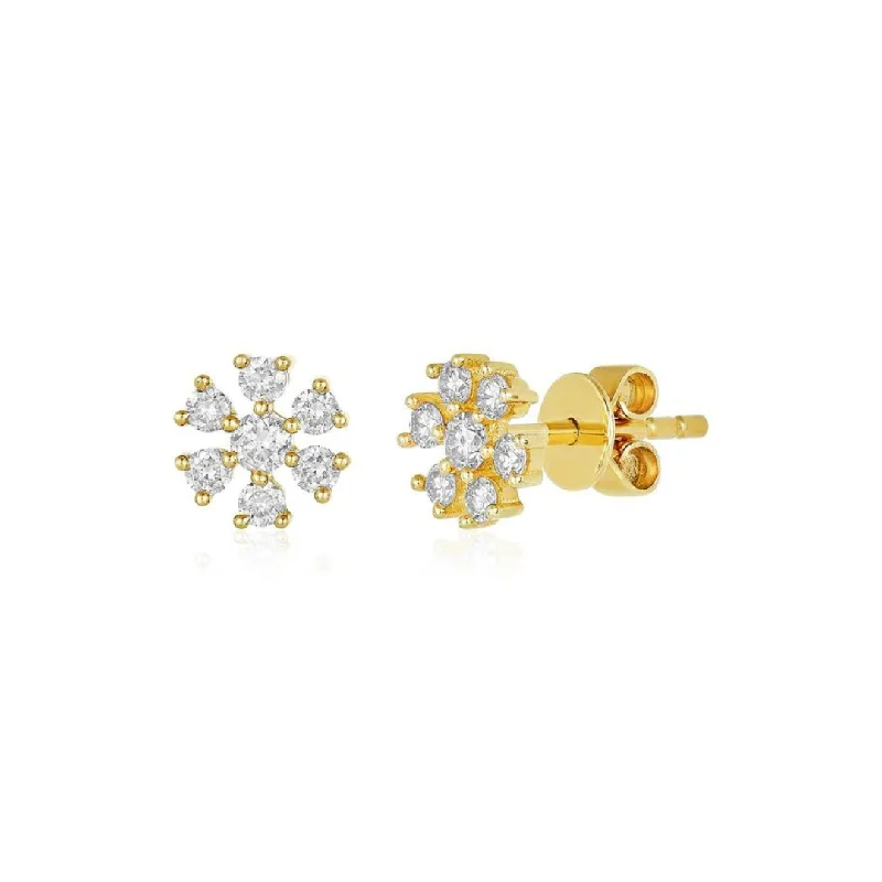 stud earrings for sensitive ears-Small Diamond Flower Studs