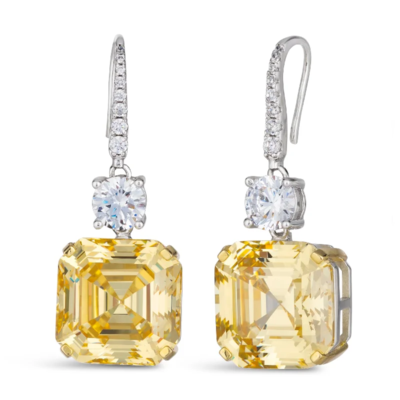 silver star stud earrings-Soleil D'or Canary Yellow Drop Earrings