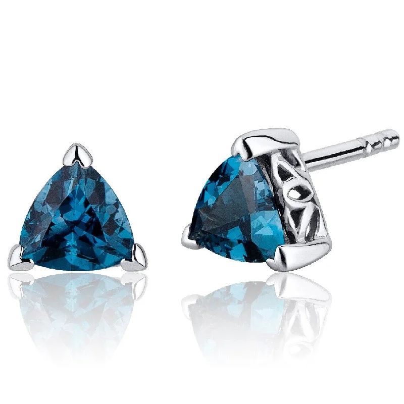 yellow gold stud earrings-Sterling Silver 1.5ct London Blue Topaz Trillion Stud Earrings