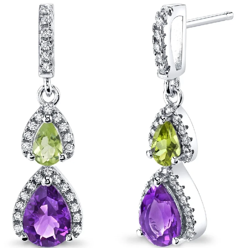 fashion stud earrings with rhinestones-Sterling Silver 1ct Amethyst Pear Stud Earrings